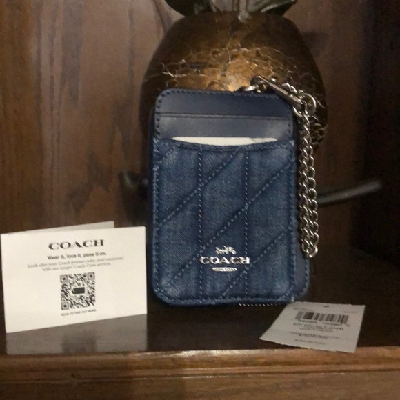 Coach Handbags - Coach Denim Blue Quilted Card Holder NWT